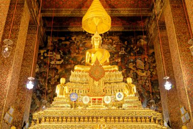 Bangkok, Tayland. Wat Pho 'daki Buda Heykeli Tapınak Kompleksi