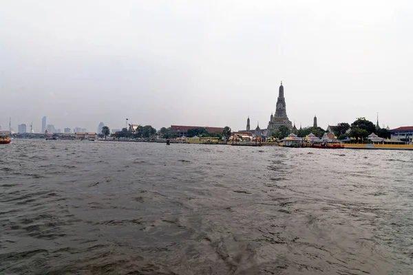 Chao Phraya Hlavní Řeka Thajsku Protéká Bangkokem Pak Thajského Zálivu — Stock fotografie