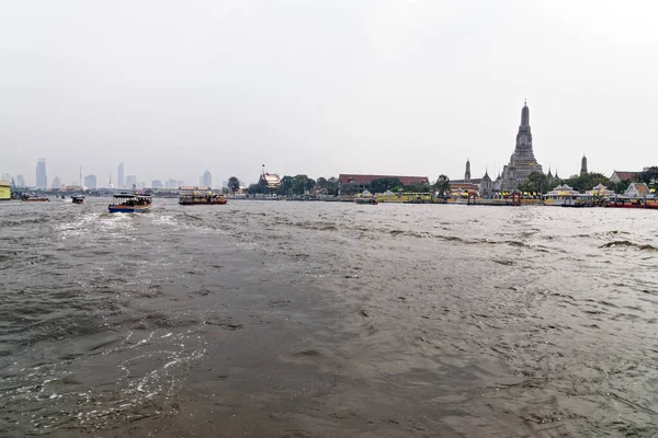 Chao Phraya Major River Thailand Flows Bangkok Gulf Thailand January — Stock Photo, Image