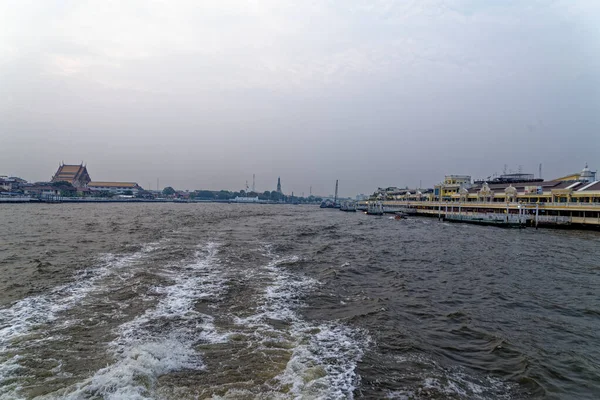 Chao Phraya Major River Thailand Flows Bangkok Gulf Thailand January — Stock Photo, Image