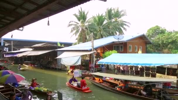 Tha Kha Úszó Piac Amphawa Kerület Samut Songkhram Thaiföld Egyik — Stock videók