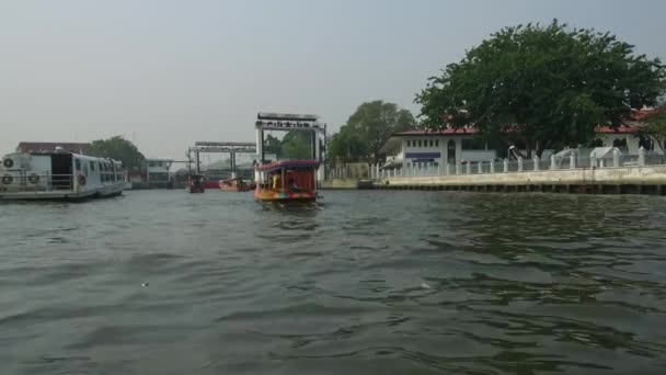 Cruisen Chao Phraya Grote Rivier Thailand Het Stroomt Door Bangkok — Stockvideo
