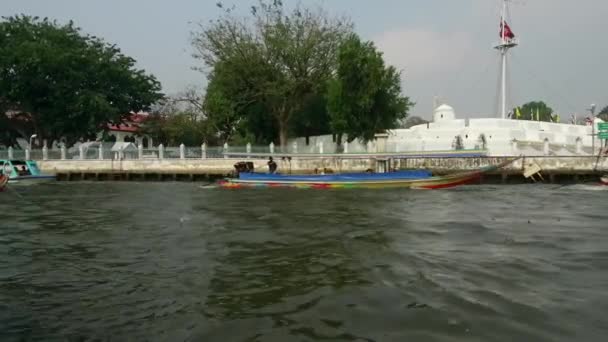 Croisière Chao Phraya Principal Fleuve Thaïlande Traverse Bangkok Puis Jette — Video