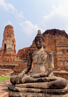 Eski Budist tapınağı Wat Mahathat, Sukhothai, UNESCO Dünya Mirası Alanı, Tayland, Asya - 21 Ocak 2020