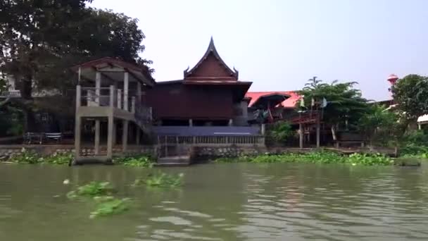 Hosszúfarkú Hajókirándulás Chao Phraya Folyónál Ókori Ayutthayában Thaiföldön 2020 Január — Stock videók