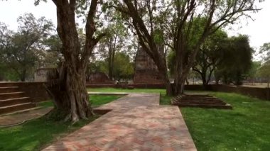 Eski Budist tapınağı Wat Mahathat, Sukhothai, UNESCO Dünya Mirası Alanı, Tayland, Asya - 21 Ocak 2020