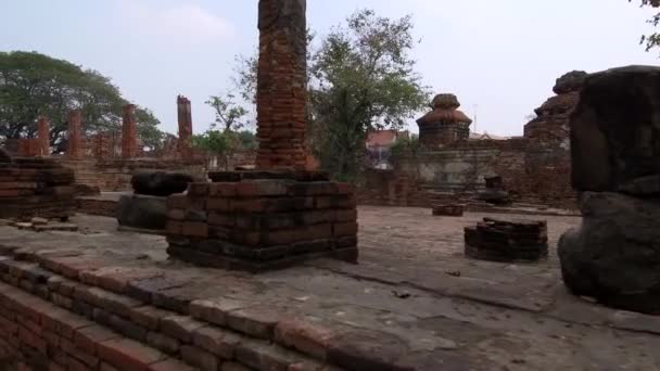 Oude Boeddhistische Tempel Van Wat Mahathat Sukhothai Unesco World Heritage — Stockvideo