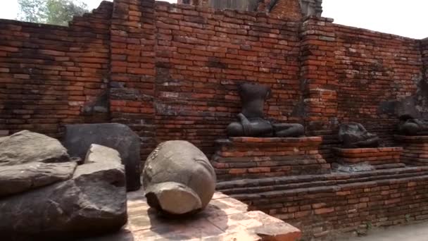 Stary Buddyjski Rozciągacz Wat Mahathat Sukhothai Lista Światowego Dziedzictwa Unesco — Wideo stockowe