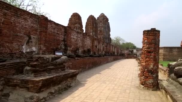 Stary Buddyjski Rozciągacz Wat Mahathat Sukhothai Lista Światowego Dziedzictwa Unesco — Wideo stockowe