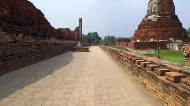 Oude Boeddhistische Tempel Van Wat Mahathat Sukhothai Unesco World Heritage — Stockvideo