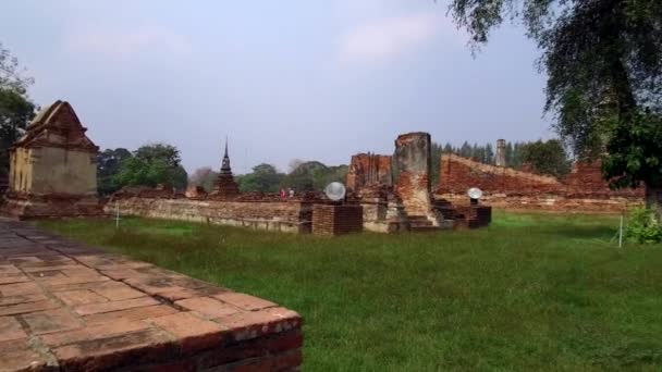 Stary Buddyjski Rozciągacz Wat Mahathat Sukhothai Lista Światowego Dziedzictwa Unesco — Wideo stockowe