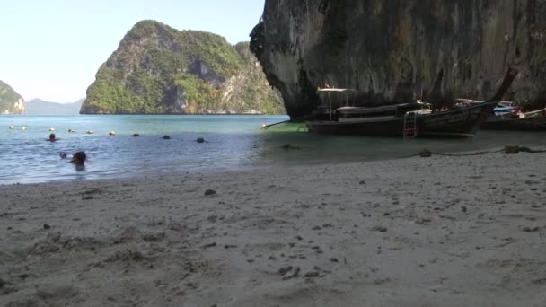 Чудесный Лагунный Пляж Острове Ландинг Koh Lao Lading Island Югу — стоковое видео
