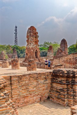 Eski Budist tapınağı Wat Mahathat, Sukhothai, UNESCO Dünya Mirası Alanı, Tayland, Asya - 21 Ocak 2020