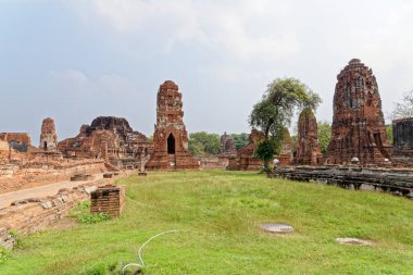 Eski Budist tapınağı Wat Mahathat, Sukhothai, UNESCO Dünya Mirası Alanı, Tayland, Asya - 21 Ocak 2020