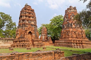 Eski Budist tapınağı Wat Mahathat, Sukhothai, UNESCO Dünya Mirası Alanı, Tayland, Asya - 21 Ocak 2020