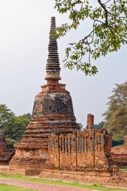 Ayutthaya arkeoloji parkı, Wat Phra Si Santhe - 21 Ocak 2020 - Asya, Tayland, Phra Nakhon Si Ayutthaya, eski Siyam başkenti.