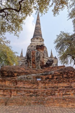 Ayutthaya arkeoloji parkı, Wat Phra Si Santhe - 21 Ocak 2020 - Asya, Tayland, Phra Nakhon Si Ayutthaya, eski Siyam başkenti.