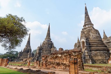 Ayutthaya arkeoloji parkı, Wat Phra Si Santhe - 21 Ocak 2020 - Asya, Tayland, Phra Nakhon Si Ayutthaya, eski Siyam başkenti.