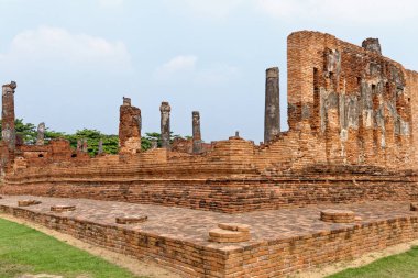 Ayutthaya arkeoloji parkı, Wat Phra Si Santhe - 21 Ocak 2020 - Asya, Tayland, Phra Nakhon Si Ayutthaya, eski Siyam başkenti.