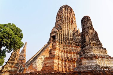 Ayuthaya Tarih Parkı 'ndaki Wat Chaiwatthanaram Tapınağı, UNESCO dünya mirası alanı Ayuthaya, Tayland - 21 Ocak 2020