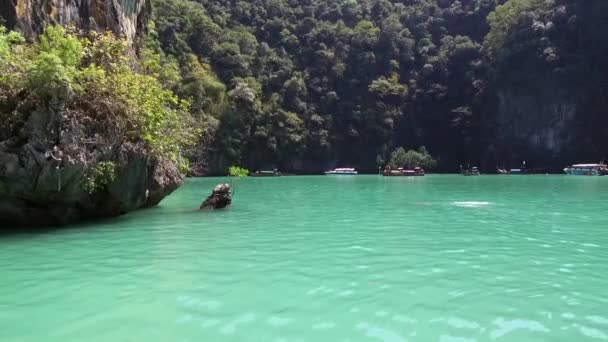 Cruisen Lagune Van Koh Hong Andaman Sea Tharn Bok Khorani — Stockvideo