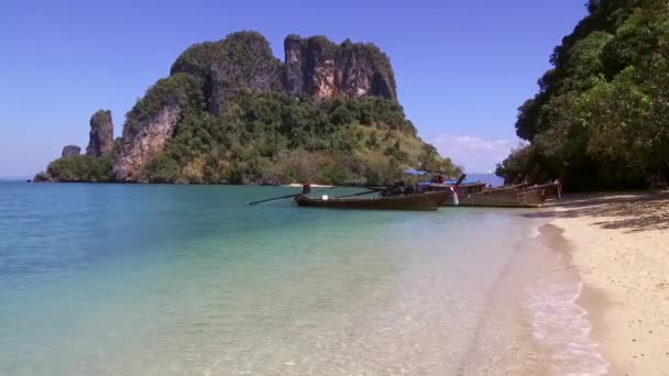 Koh Phak Bia島 香港島の後ろに位置する小さな島 透き通った海の水 快適で日陰の雰囲気に恵まれています 2020年1月24日 — ストック動画