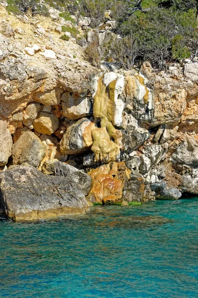Cruising Blue Sea Rocky Coast Gulf Orosei East Coast Sardinia — Stock Photo, Image