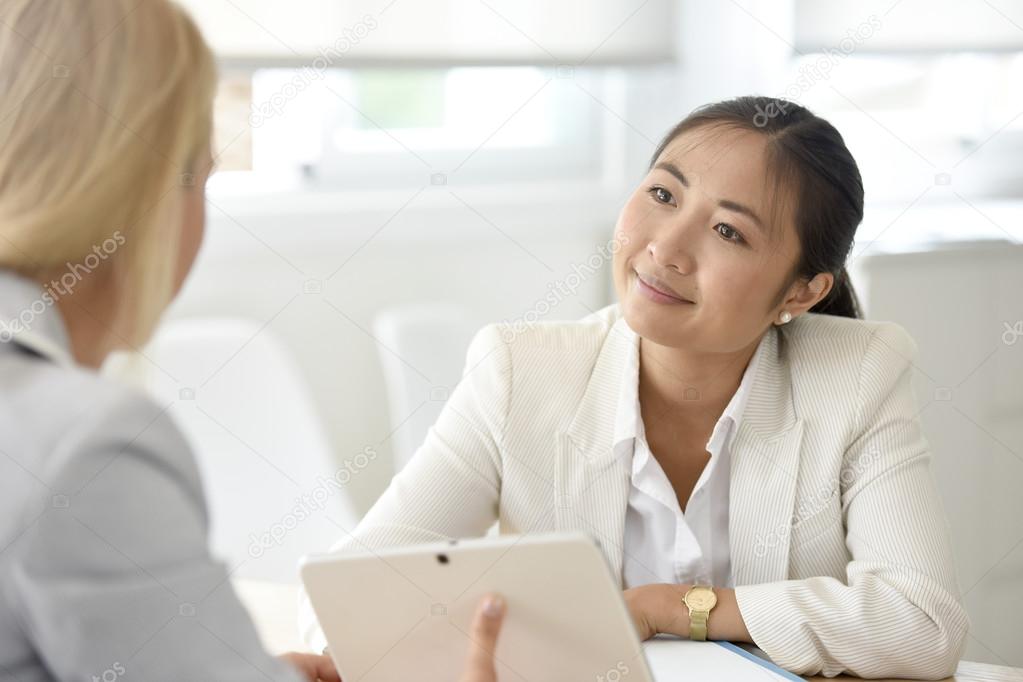 Businesswomen meeting for partnership