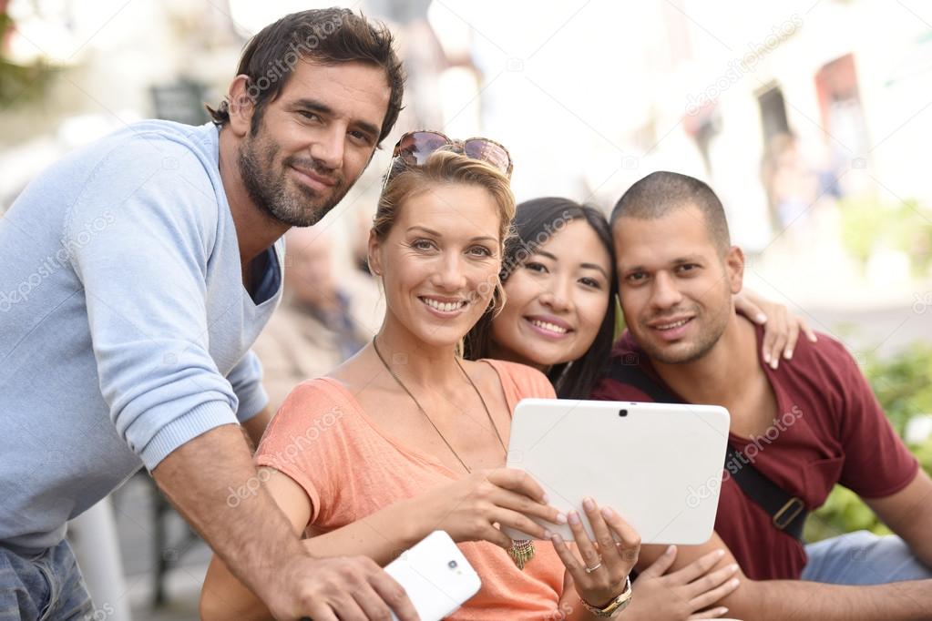  people websurfing on digital tablet