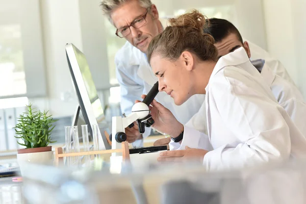 Students in biology attending training — Stock Photo, Image