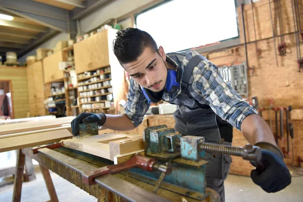 Man in woodwork training course — Stock Photo, Image