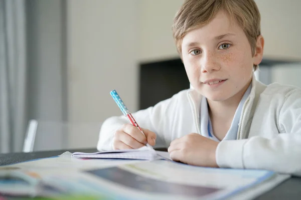 Jongen doet zijn huiswerk — Stockfoto