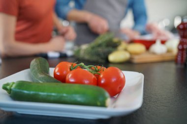  vegetables set on kitchen table clipart