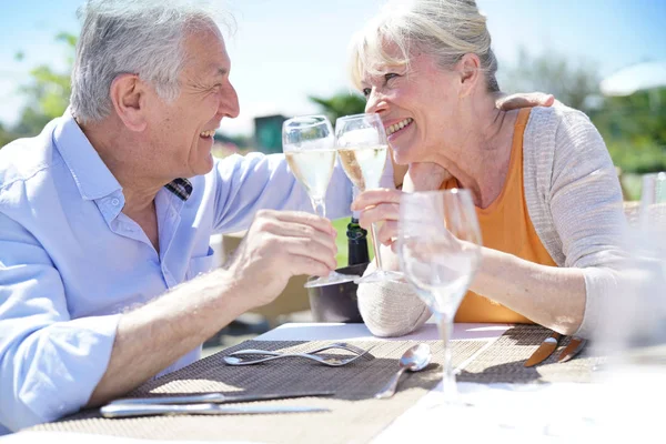 Äldre par njuter av måltid — Stockfoto