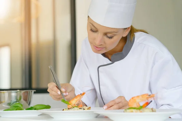 Chef-kok voorbereiden schotel — Stockfoto