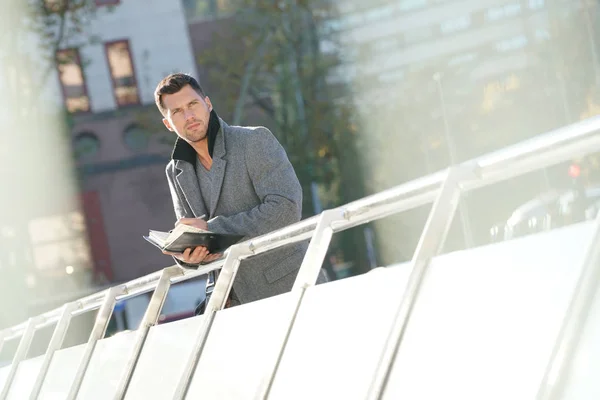 Businessman waiting outside the office — Stock Photo, Image