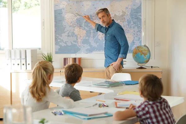 kids attending geography lesson