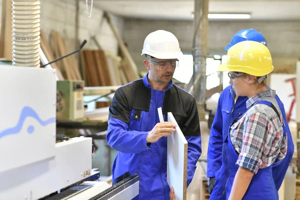 Students on woodwork training course — Stock Photo, Image