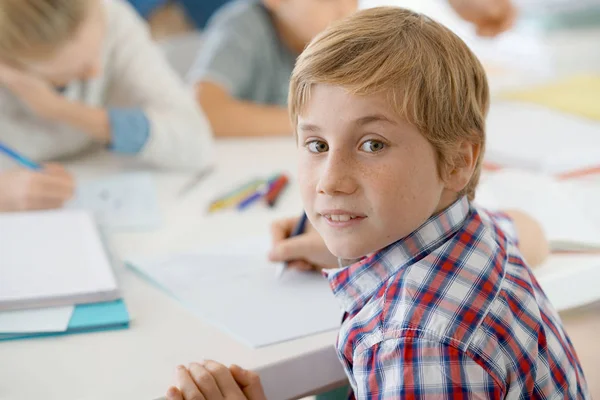 Portrait of pupil in school class — Stock Photo, Image