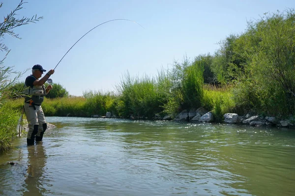 Pêcheur de mouche Pêche — Photo