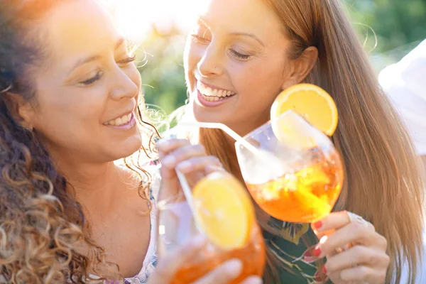 Girlfriends having fun at summer party — Stock Photo, Image