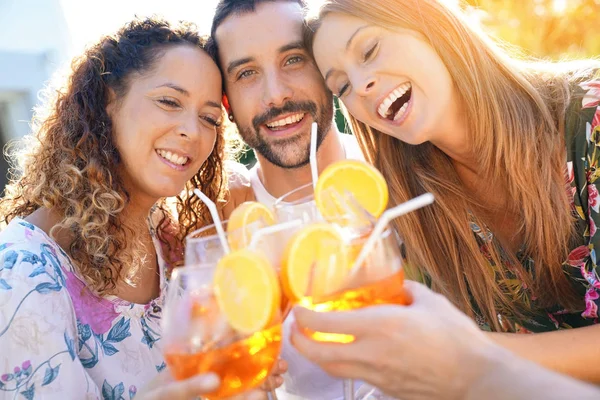 Amigos animando-se com bebidas — Fotografia de Stock