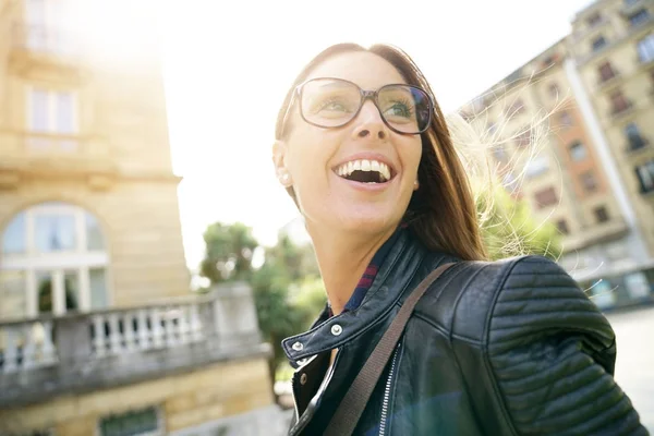 City girl with eyeglasses on — Stock Photo, Image