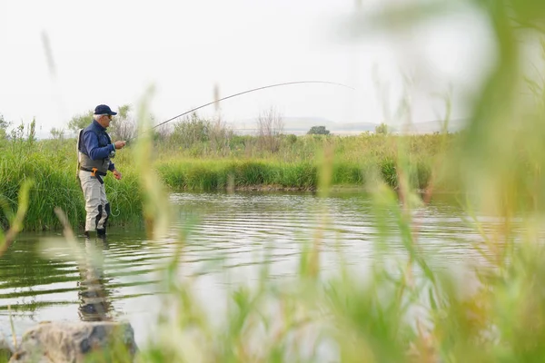 Fly Fisherman ตกปลา — ภาพถ่ายสต็อก