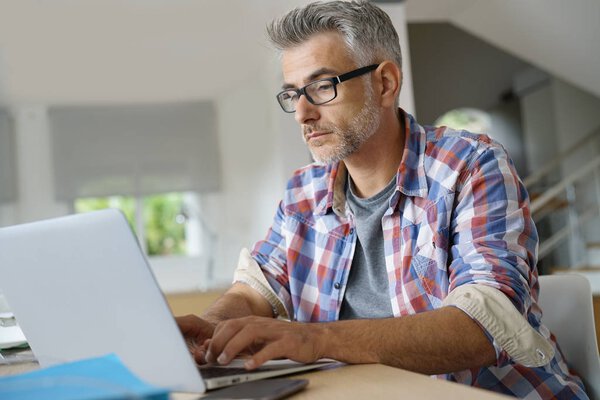 Businessman working on laptop
