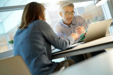 Birlikte çalışma office, meslektaşları dizüstü bilgisayar kullanarak