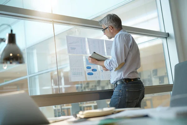 Sonuçları grafikleri analiz işadamı office cama astı 