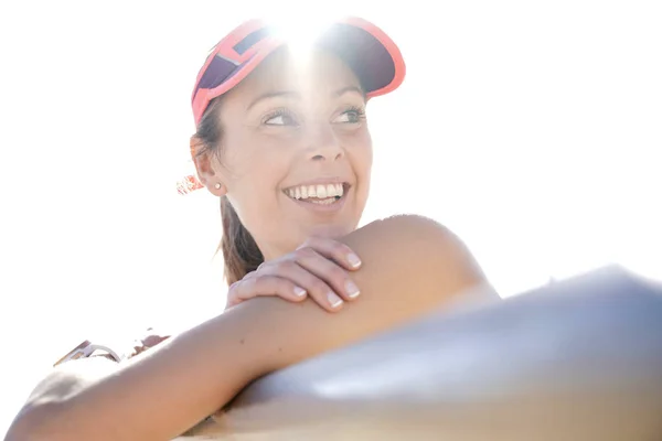 Retrato Chica Fitness Relajante Después Hacer Ejercicio —  Fotos de Stock