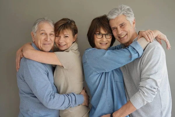 Group Senior People Isolated Grey Background — Stock Photo, Image