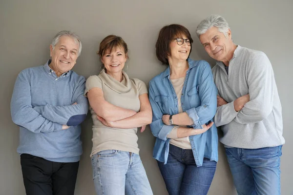 Group of senior people, isolated on grey background